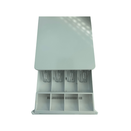 ลิ้นชักเก็บเงิน EASYPRINT รุ่น CD-330 สีขาว 4 ช่องธนบัตรขนาดใหญ่ 4 ช่องเหรียญ RJ11 12/24V_4